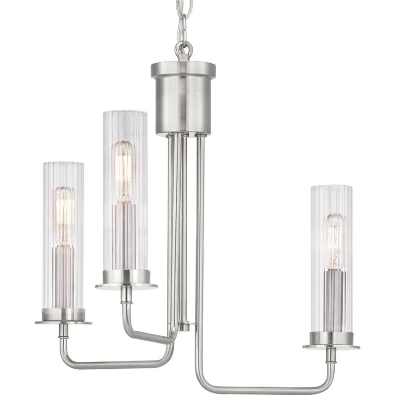 Aoife 3 - Light Dimmable Drum Chandelier, Brushed Nickel