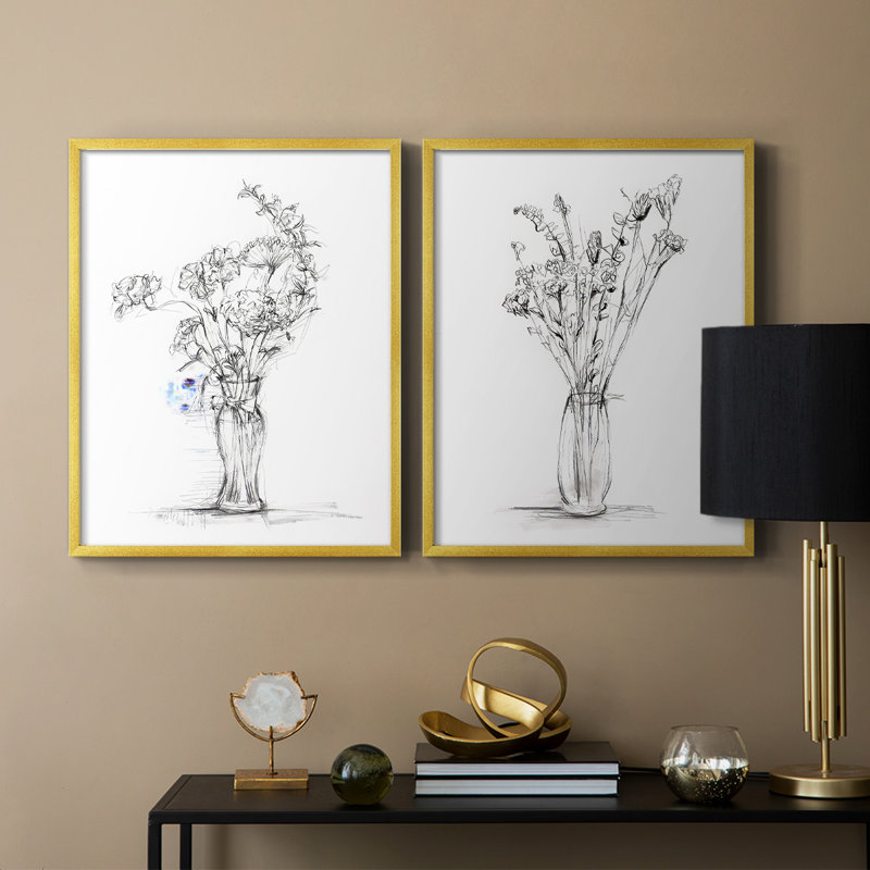 «Wild Bouquet Study I», reproduction encadrée de qualité supérieure - prête à être accrochée - aucun clou requis - aucun clou requis