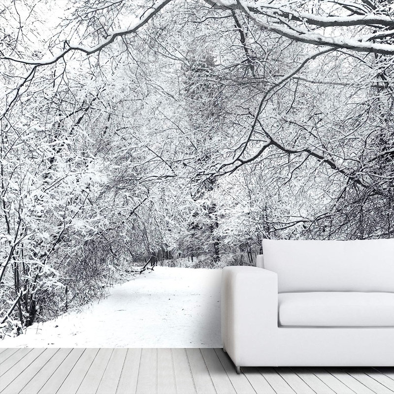 Tree Branches Covered Snow Winter, 144" L x 100" W
