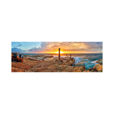 Sunset Along Raouche Coast, Beirut, Lebanon - Wrapped Canvas Panoramic Print