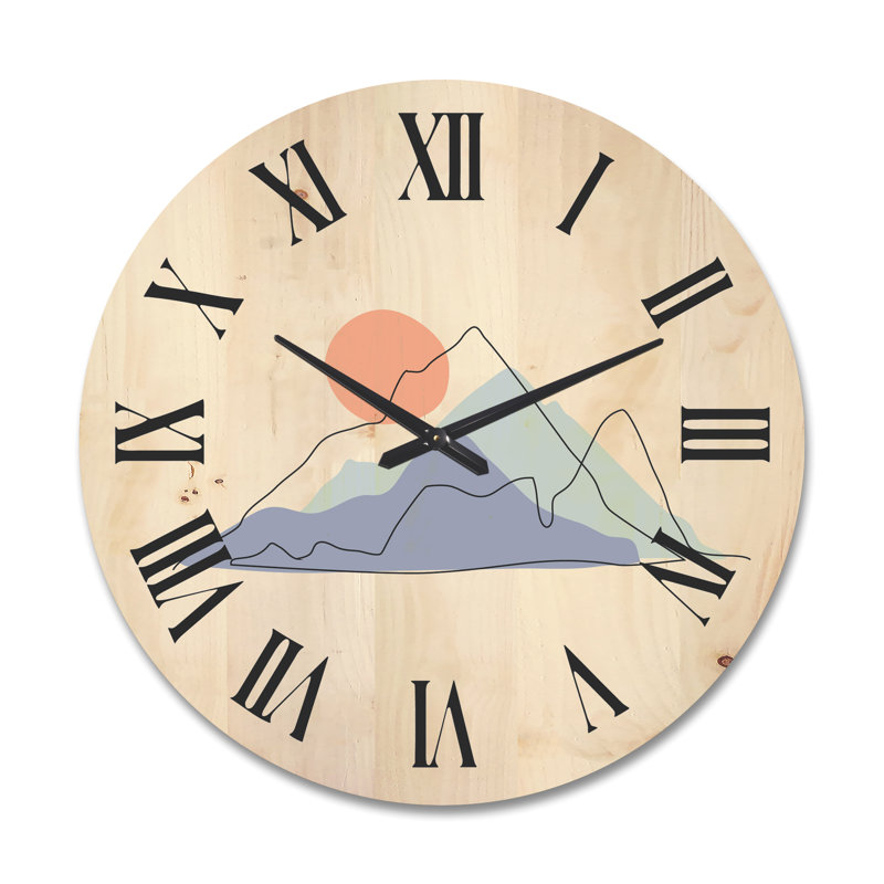 Horloge murale abstraite paysage de montagne avec lune, Grand