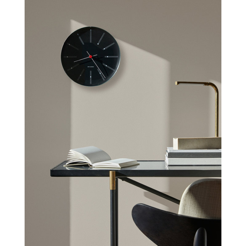 Bankers Metal Skeleton Wall Clock, Medium, Black/White/Red