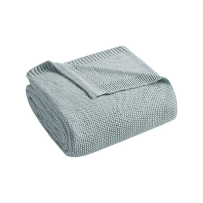 Bree Knit Light Blue Cottage Style All Season Lightweight Twin Blanket