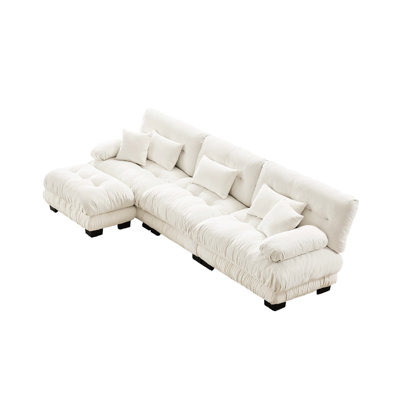 Chenille For Living Room - Luxury Oversized L Shaped Deep Seat Sectional With White Modular Couch