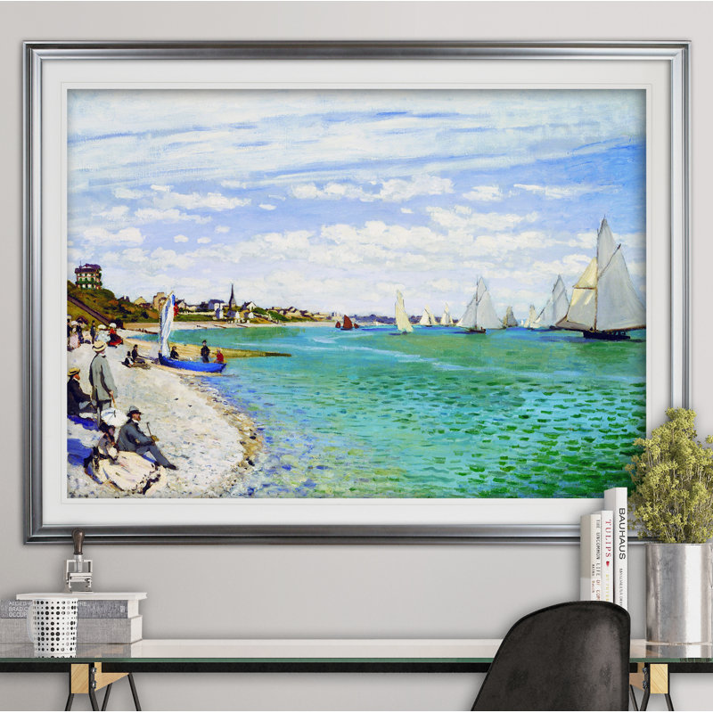 «Regatta at Sainte» par Claude Monet, reproduction, Cadre argenté, H 28 po x l 38 po x P 1,5 po