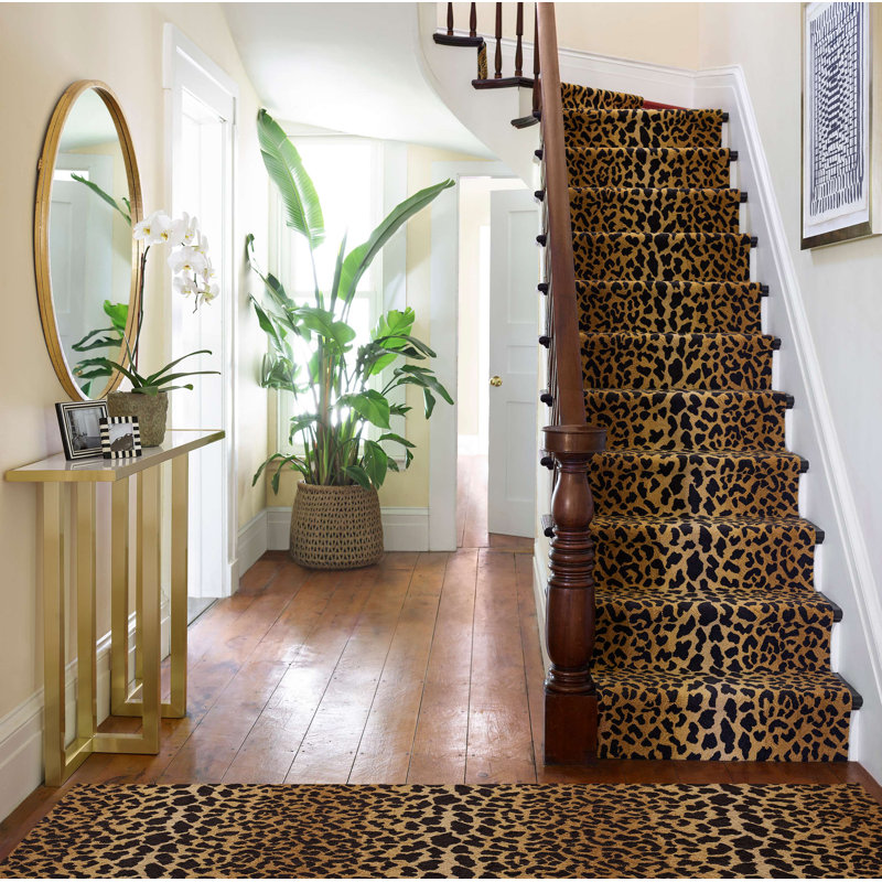 Tapis en laine crocheté à la main Leopard, Tapis de couloir 2 pi 6 po x 8 pi