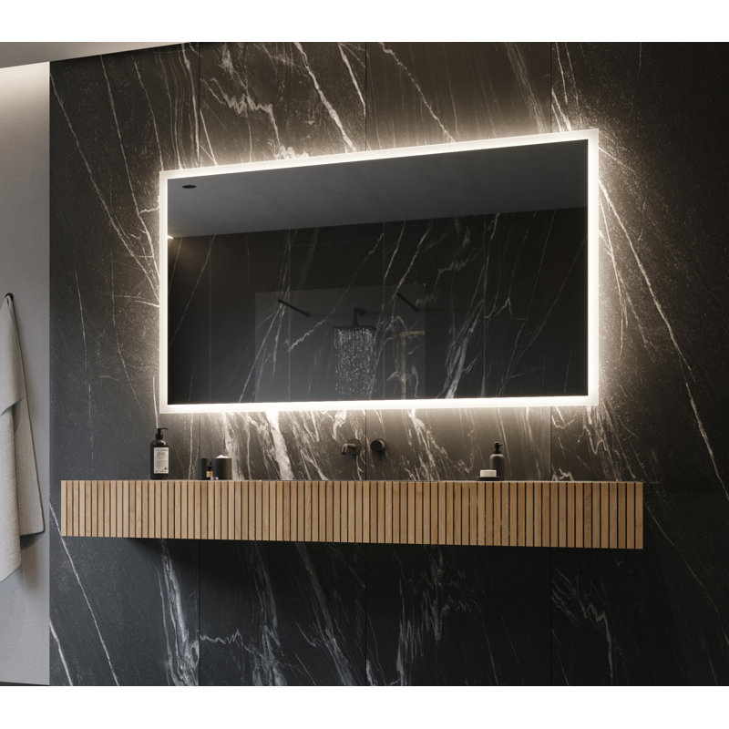 Rectangular Frameless Backlit Bathroom Vanity Wall Mirror