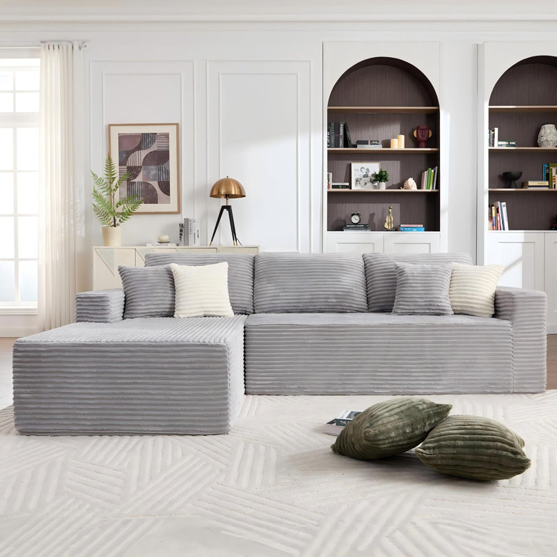Canapé-lit modulaire convertible en velours côtelé Boneless, Gris