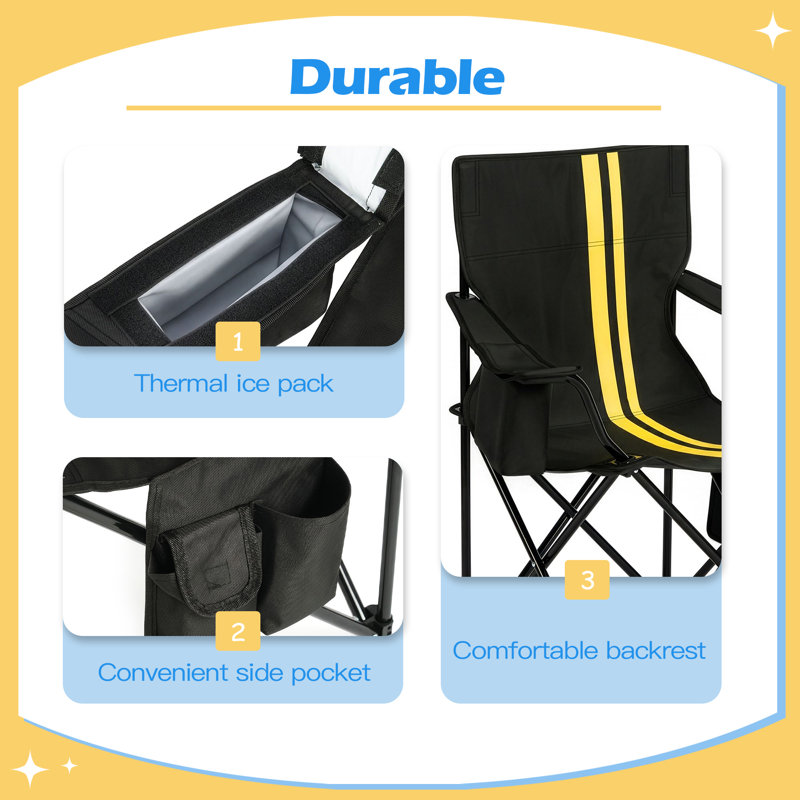Chaise avec design pliable 33 pouces, Black