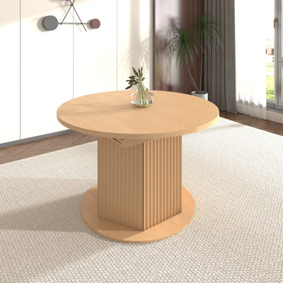 Table de salle à manger ronde pour 4 à 6 personnes, table de cuisine avec base à texture bosselée