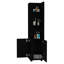 Armoire noire à 2 portes avec 3 tablettes d'angle pour la salle de bain - Pieds autoportants autoportants
