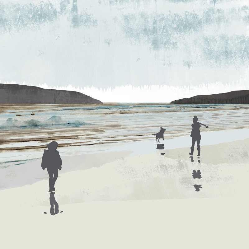 Beach Walking I by Flora Kouta - Wrapped Canvas Painting, 122cm H x 122cm W 