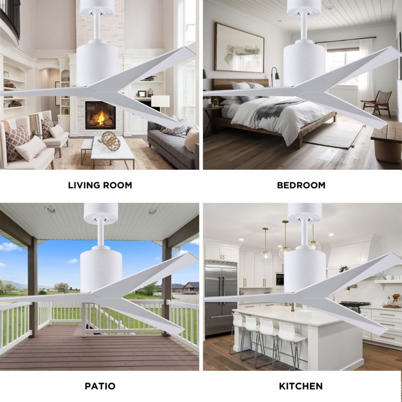 Eliza Outdoor Downrod Ceiling Fan, Gloss White, Gloss White