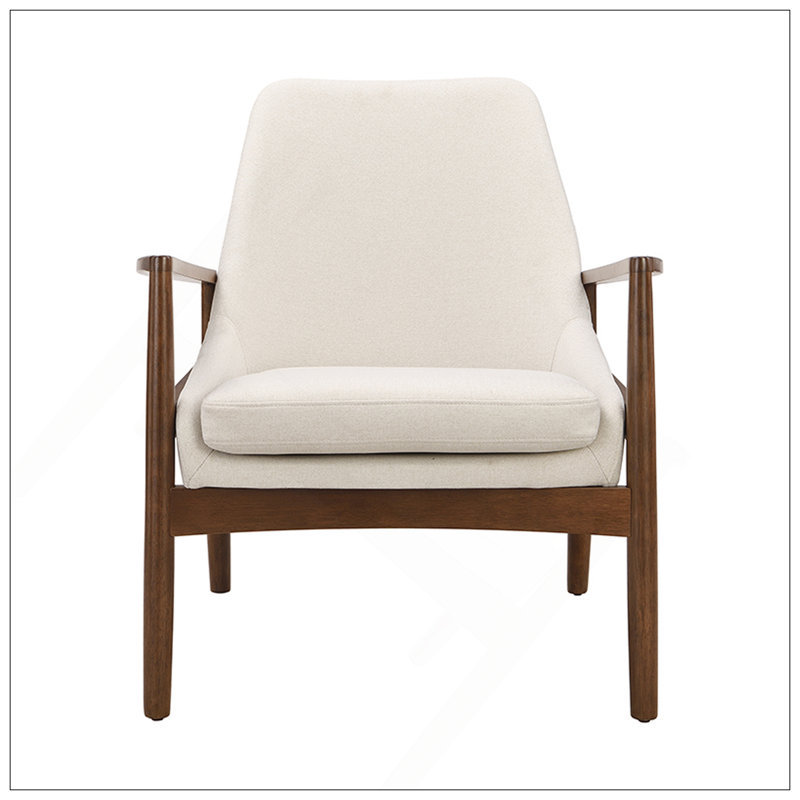 Fauteuil d'appoint Mid-Century moderne avec structure en bois massif et dossier haut pour le salon