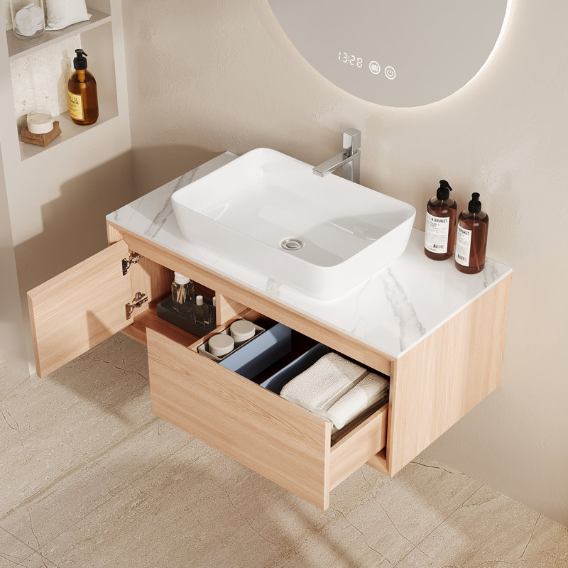 Meuble-lavabo moderne 48 po brun, 36'', Blanc