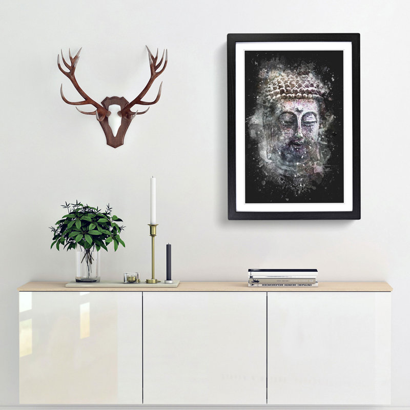 Peaceful Buddha - Picture Frame Graphic Art Print, Black Framed, 63cm H x 45cm W x 2cm D