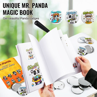 Machine à fabriquer les boutons, trousse de poinçons à insignes de 1,25 po et 2,25 po, poinçons de bricolage pour enfants, fournitures de fabrication de boutons avec 500 pièces de boutons, coupe-cercle et livre de magie