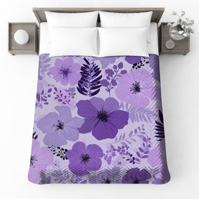 Couvre-lit matelassé à motif floral mauve toutes tailles