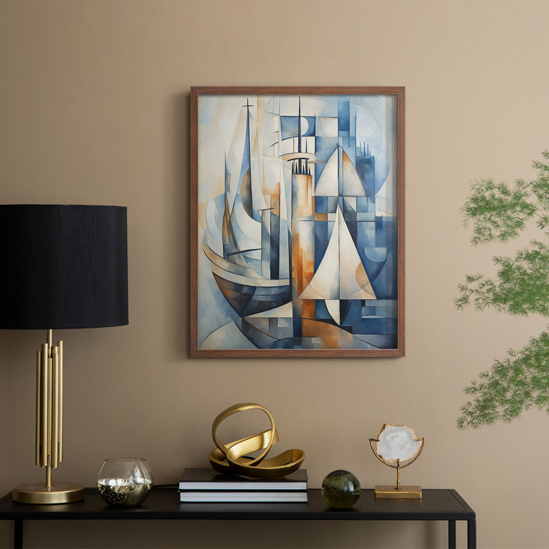 NAUTICAL Series CCCCLXXIV - Impression encadrée de qualité supérieure - Prêt à être accroché - Aucun clou requis, Noyer