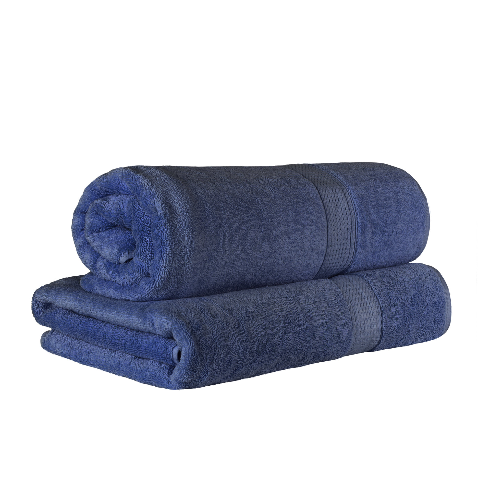 Renata 2 Piece 800 GSM Certified Egyptian Cotton Bath Sheet Set , Navy Blue