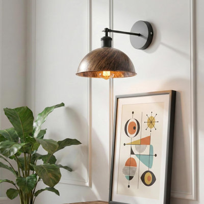 Dome Metal Wall Sconce, 180° Adjustable Industrial Wall Lamp for Bedside, Study, Kitchen, and Living Room Décor.