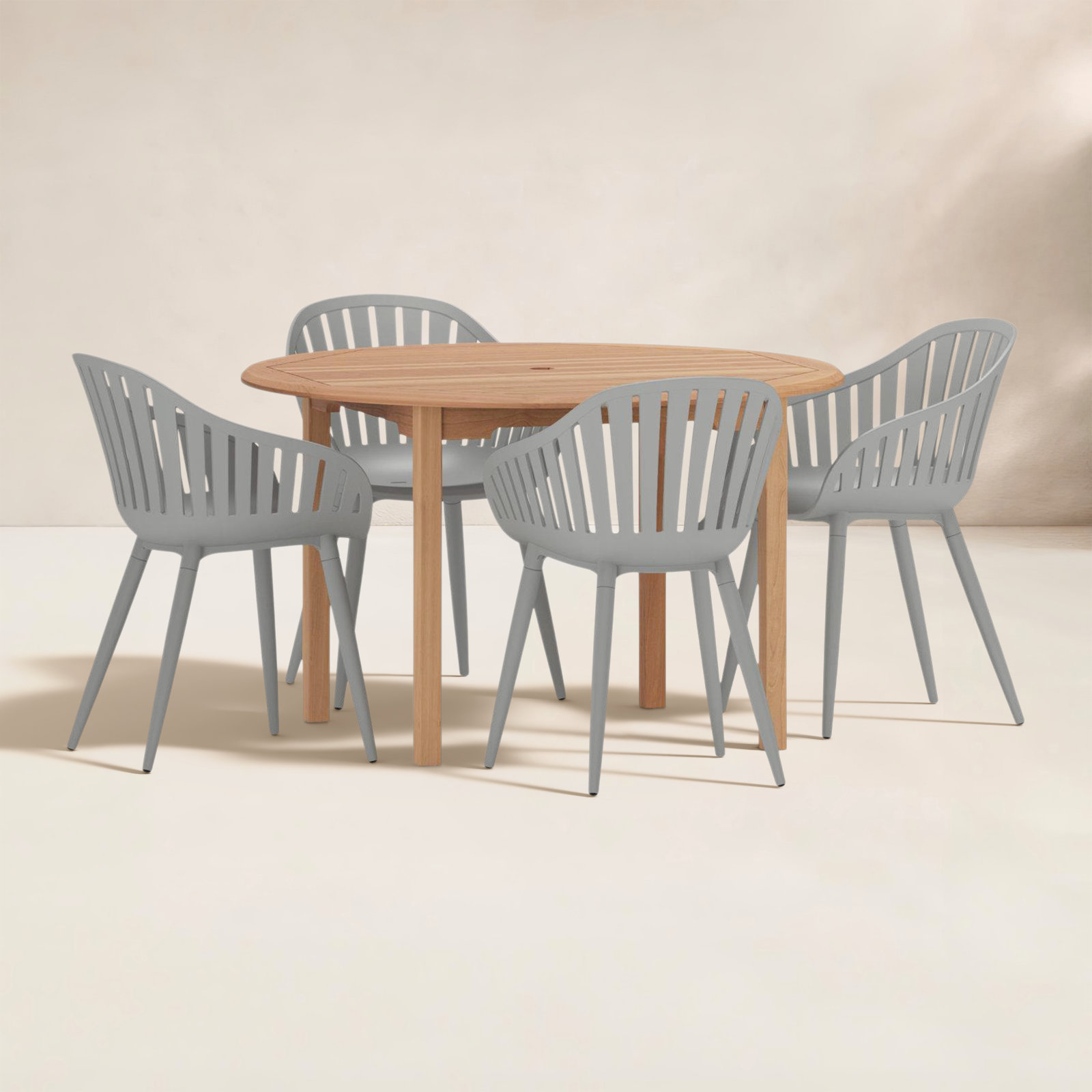 Anautica 47" Teak Patio Dining Set, Gray