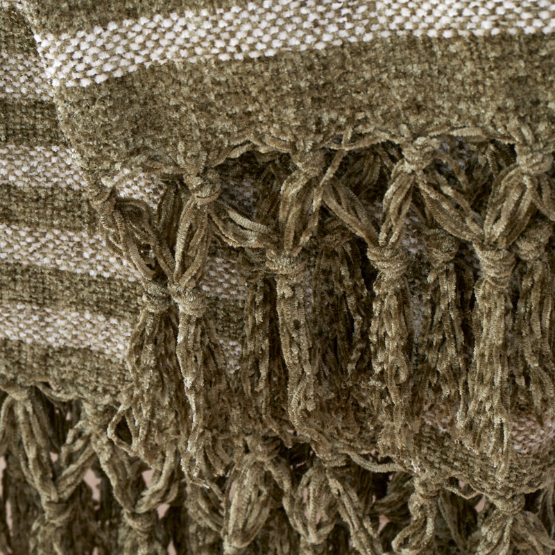 Stripe Chenille Blanket Throw, Olive