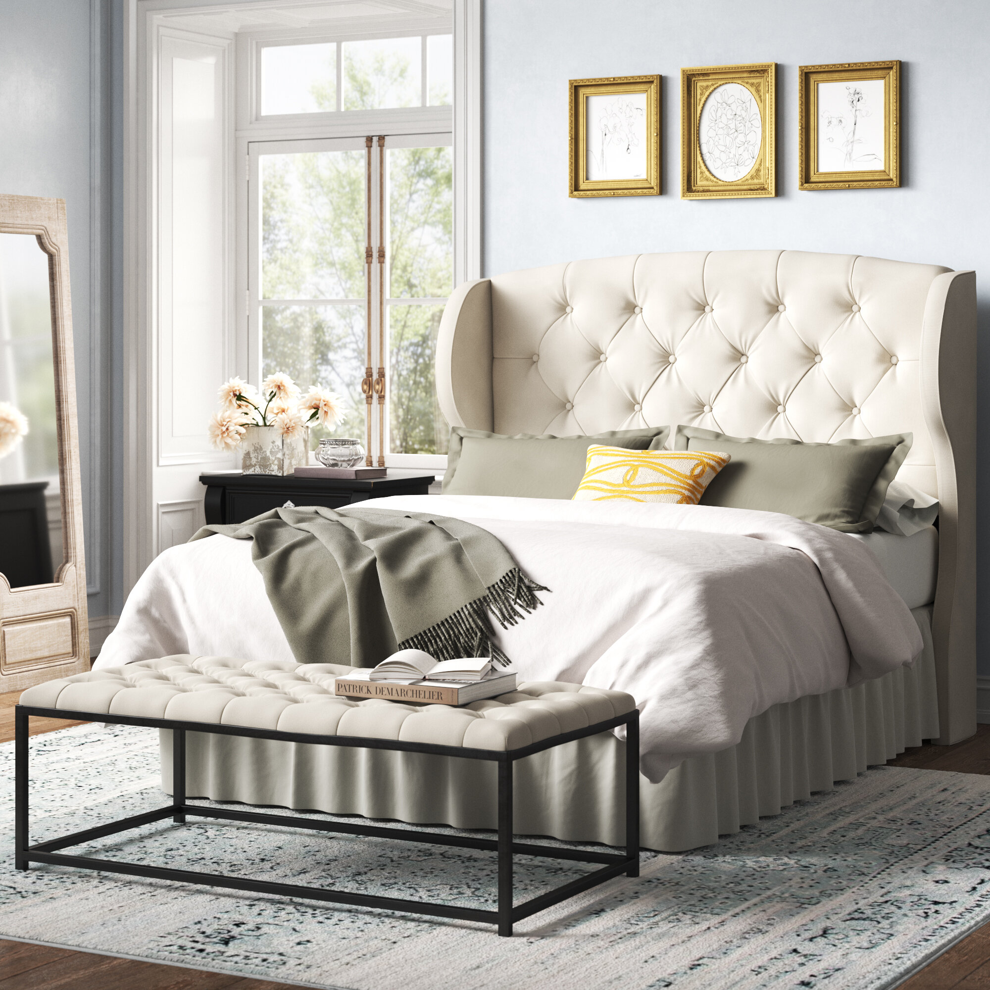 Upholstered wingback outlet headboard