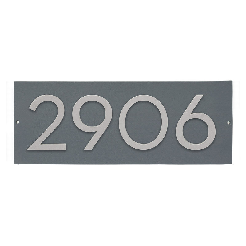 Plaque d'adresse horizontale flottante 4 po (4 chiffres), Gris, Argent