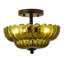 Plafonnier semi-encastré 3 lumières rétro avec fleur en verre 11,8 po Vintage pour couloir salon cuisine chambre salle de bain-131282330