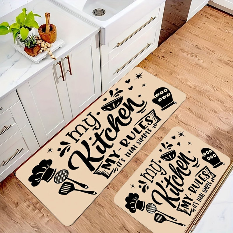Tapis de cuisine beige
