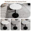 Table basse 27,6 pouces Mid-Century moderne avec plateau en marbre texturé gris foncé et base en fer noir-1584611175