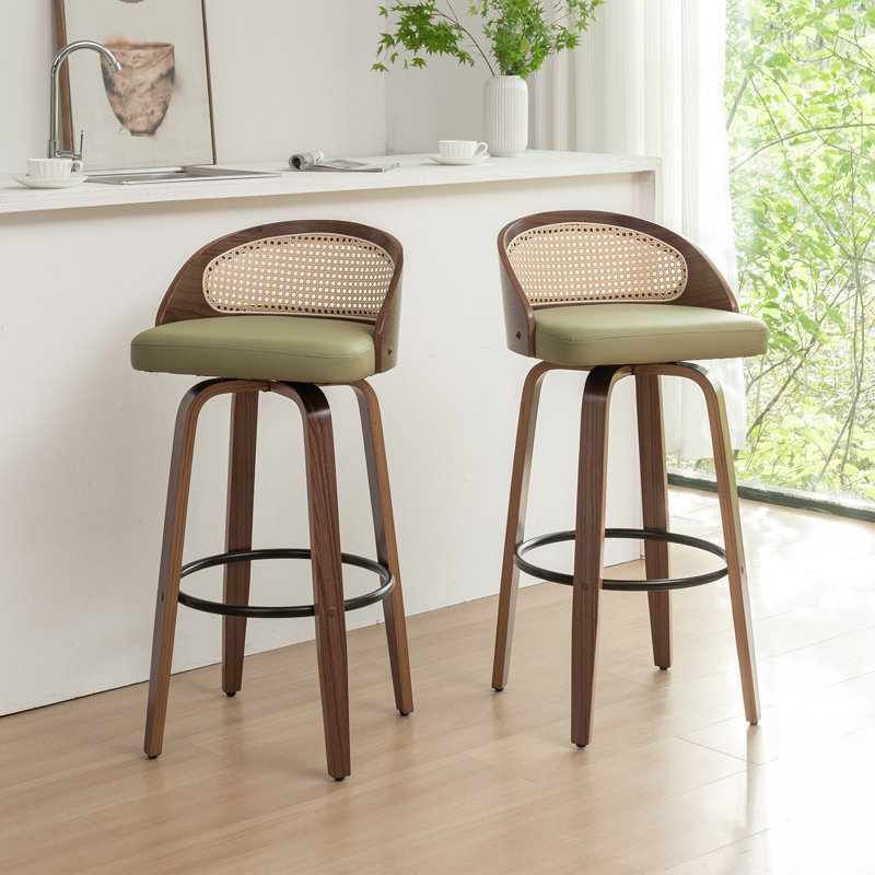 Leeana Swivel Bar Stool, Bar Stool (76.2cm Seat Height), Green