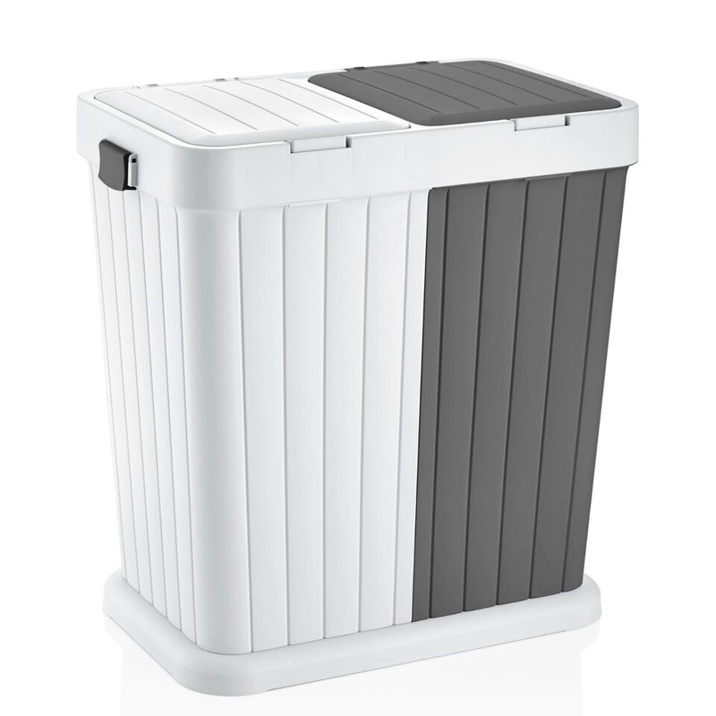 Plastic Laundry Basket, Anthracite/White