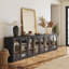Ensemble de 2 buffets arqués 65 "avec porte vitrée et tablettes réglables, ébène-1229743245