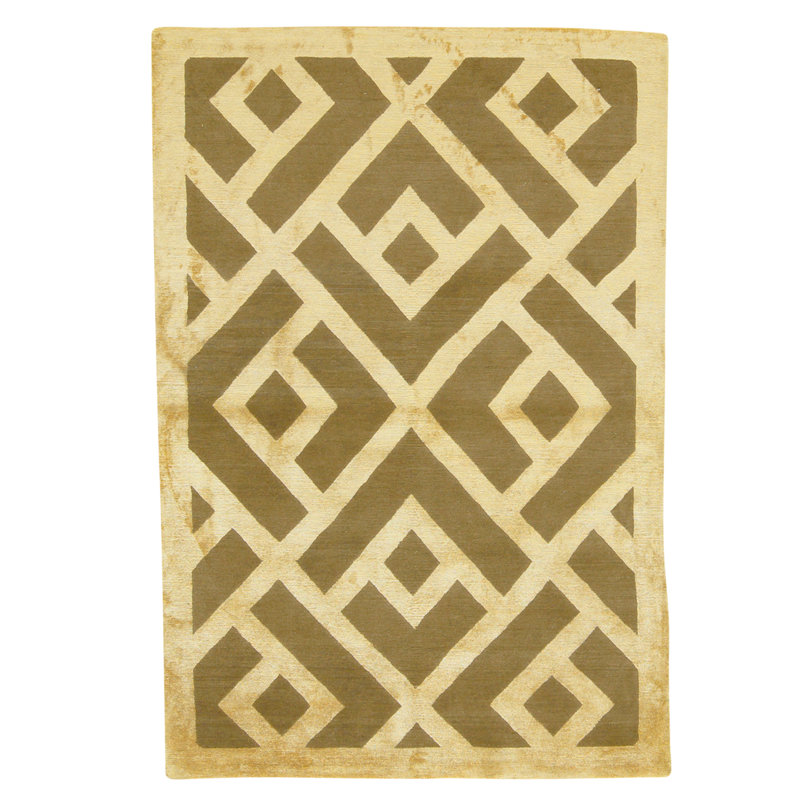 Tapis brun et doré de haute qualité noué à la main