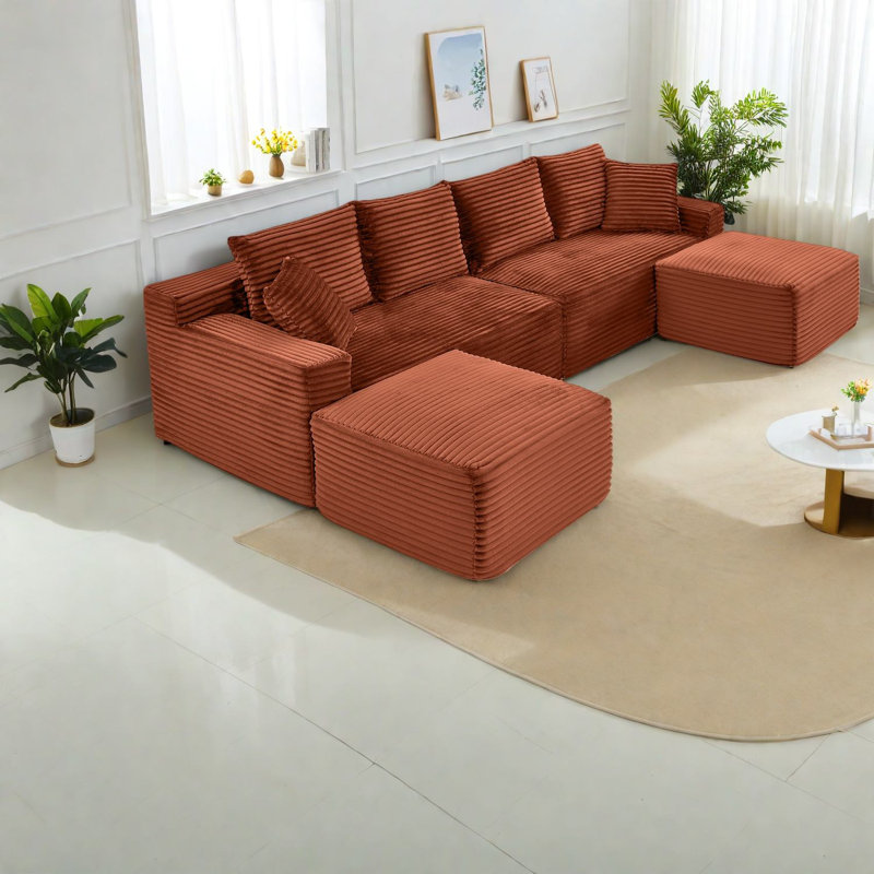 Canapé modulaire confortable en forme de U, style moderne pour le salon