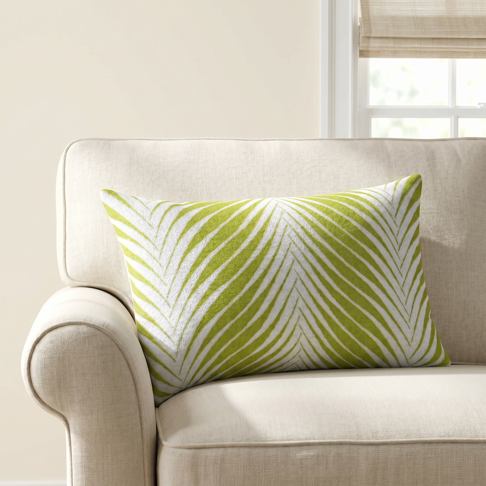 Annika Sunbrella® Throw Pillow, Green, 12" x 18"