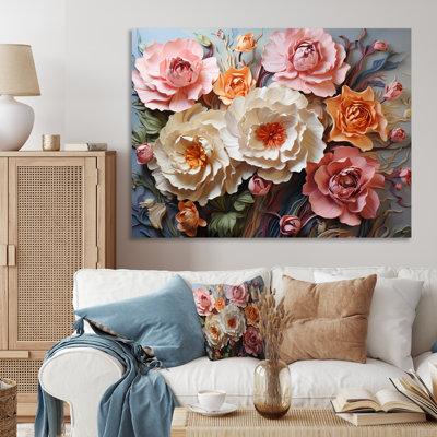 «Carnations Romantic Ruffles Patchwork», reproduction sur toile