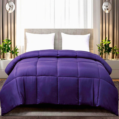 UltraPlush Purple Microfiber Comforter - Hypoallergenic Lightweight Down Alternative Fill for All Seasons - Twin Size