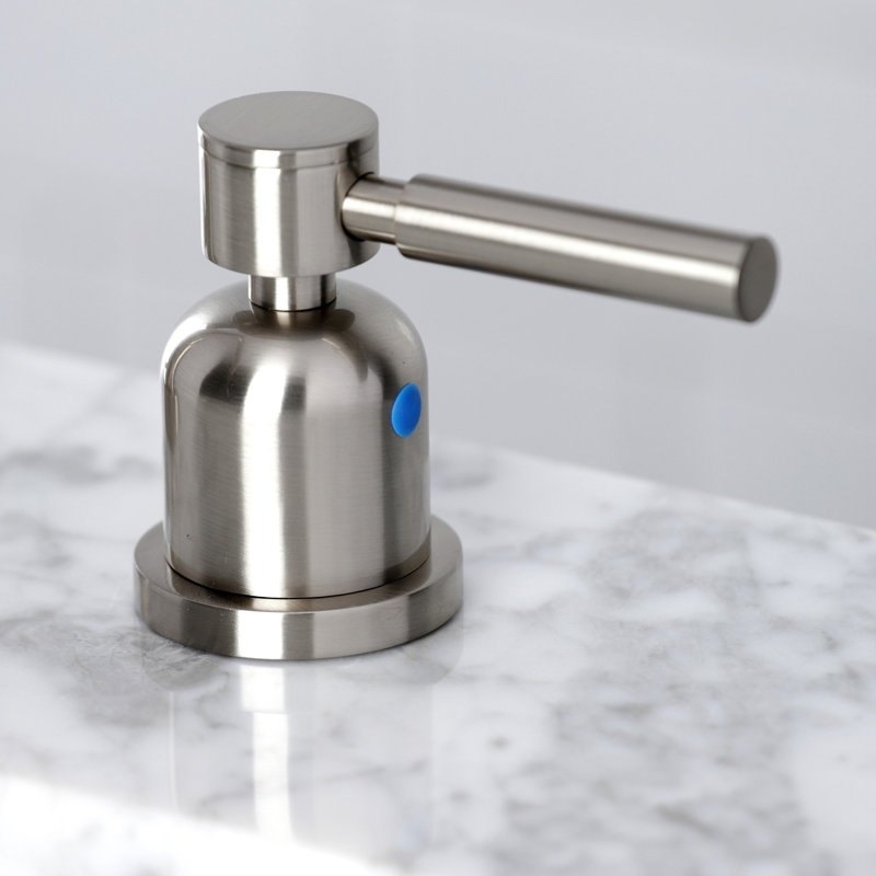 Kingston Brass Concord Two-Handle 3-Hole Deck Mount Widespread Bathroom Faucet with Brass Pop-Up Drain, Brushed Nickel