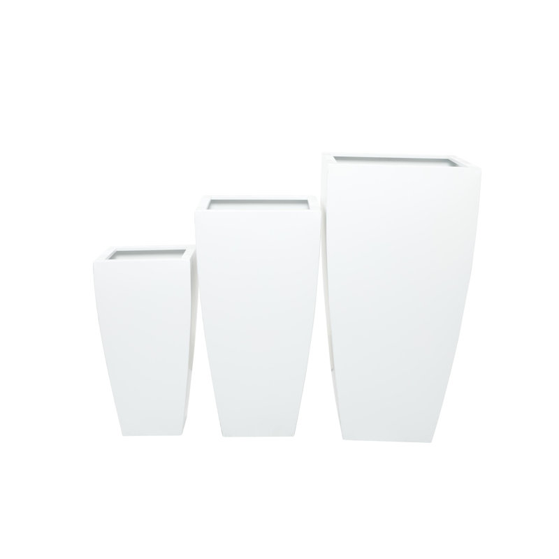 Ensemble de pots à fleur 3 pièces, Blanc, H 30 po x l 15 po x P 15,50 po