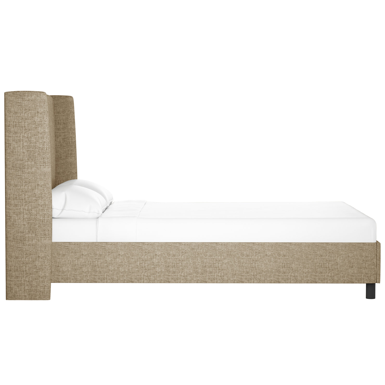 Tilly Linen Upholstered Wingback Bed, Twin, Zuma Natural Textured Linen