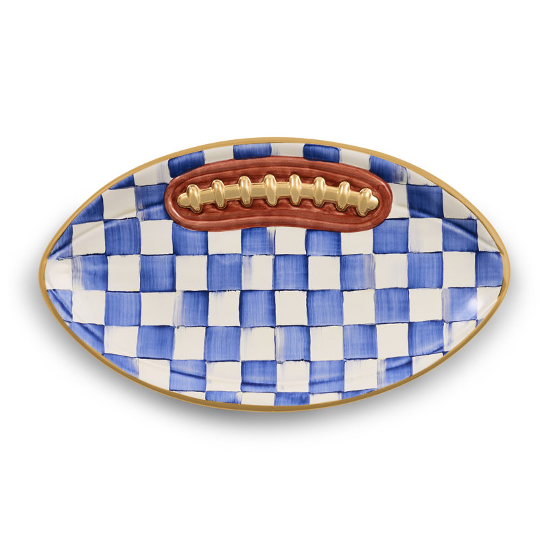 Ginger & Royal Check Football Platter, Blue/White/Brown