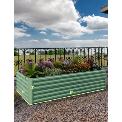 6/8 FT Galvanized Metal Raised Garden Bed, 24" Tall Planter Box for Vegetables & Herbs