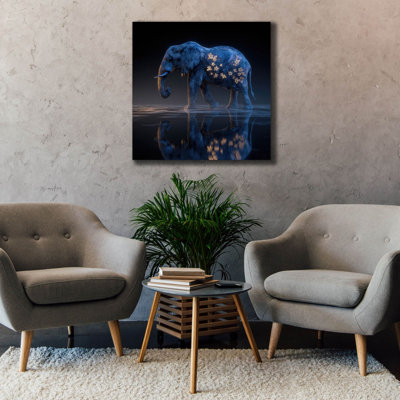  «Magestic Moonlight Elephant 4» par Ann Klee, art mural sur toile, 37 po x 37 po