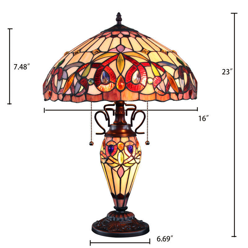 Howey Table Lamp, Beige/White/Red