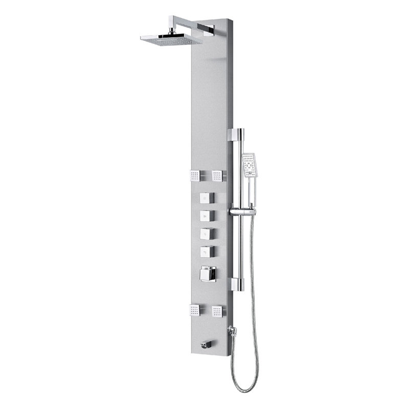 Panneau de douche 59 po avec tête de douche réglable Nora, Acier inoxydable