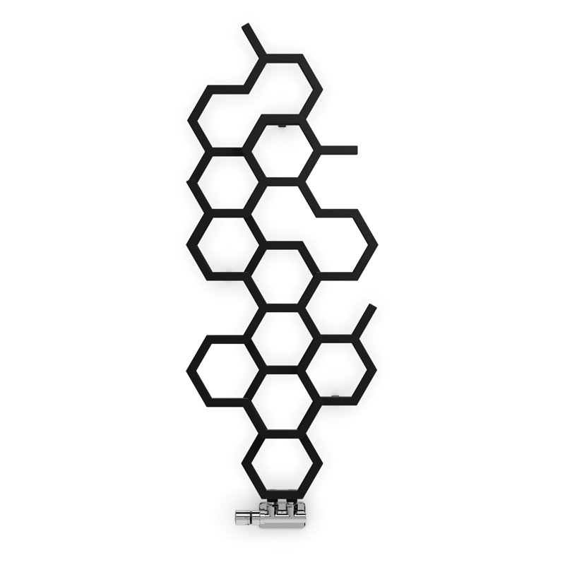 Hex Vertical Designer Radiator 1200Hx486W, Black