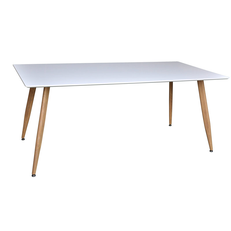 Morrilton Metal Base Dining Table, Oak/White, H75 x L120 x W80cm